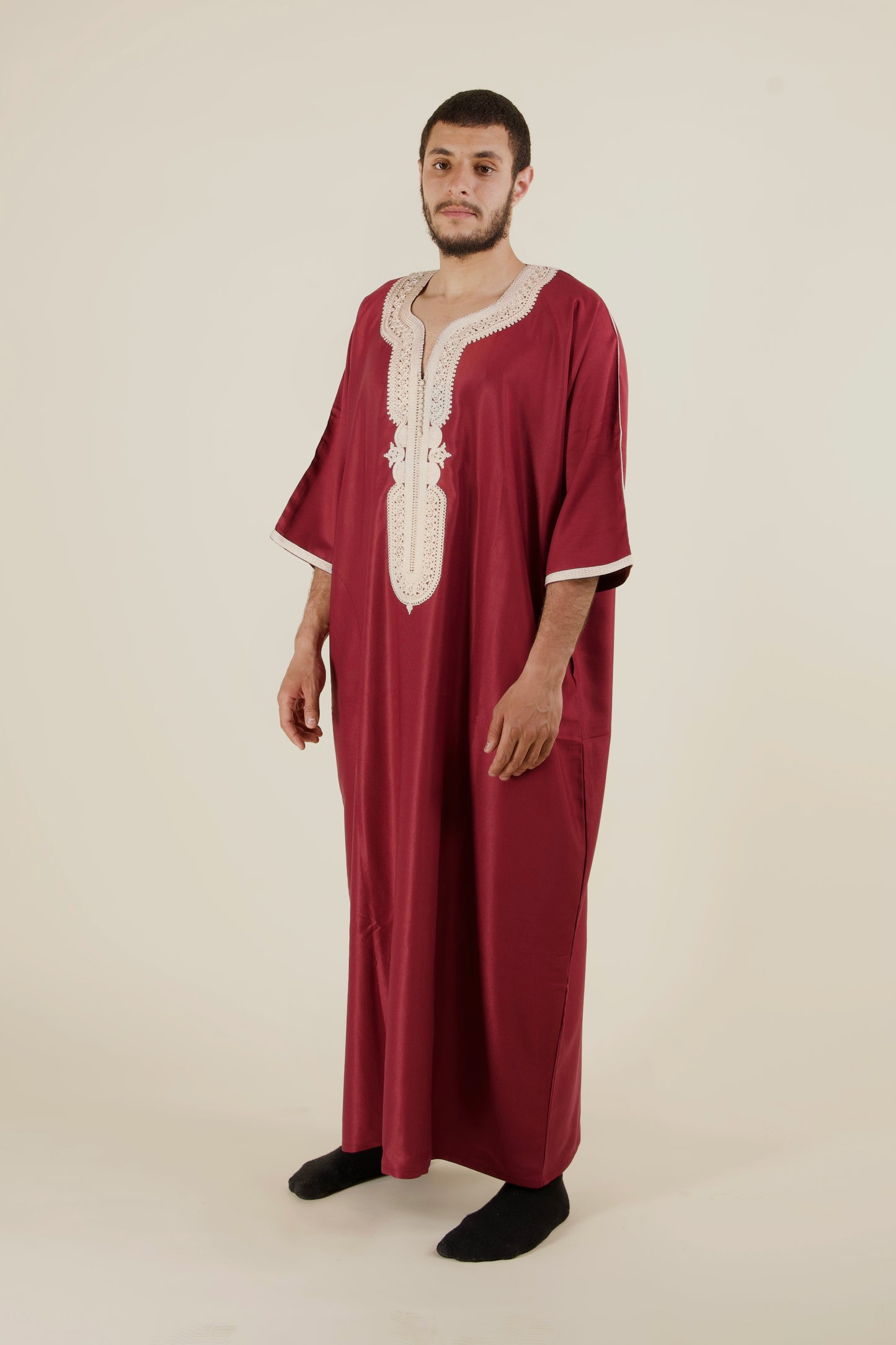 Burgundy (Cream) - Moroccan thobe